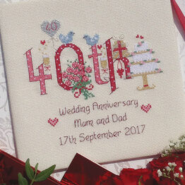 40th Wedding Anniversary Numbers Cross Stitch Kit