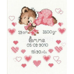 Girl Birth Announcement Cross Stitch Kit