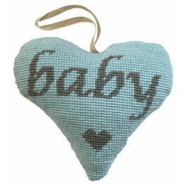 Baby Boy Grey On Blue Heart Tapestry Kit