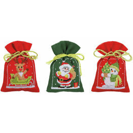 Christmas Figures Pot-Pourri Bags - Set Of 3 Cross Stitch Kits