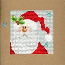 Snowy Santa Cross Stitch Christmas Card Kit