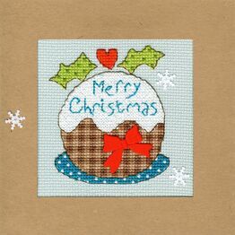 Snowy Pudding Cross Stitch Christmas Card Kit