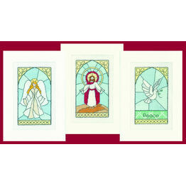 Stained Glass Christmas Cards Set C (set of 3)