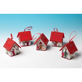 Set Of 5 Santa House 3D Cross Stitch Kits