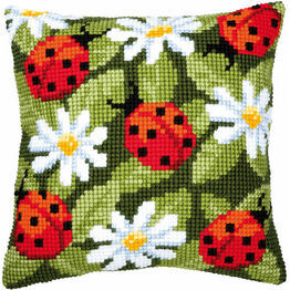 Ladybirds & Daisies Chunky Cross Stitch Cushion Panel Kit