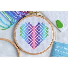 Beginners Spotty Heart - Learn How To Cross Stitch Complete Tutorial Kit