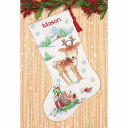 Reindeer &amp; Hedgehog Stocking Cross Stitch Kit