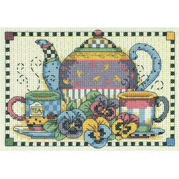 Teatime Pansies Cross Stitch Kit