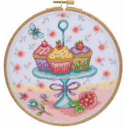Pretty Cupcakes Cross Stitch Hoop Kit