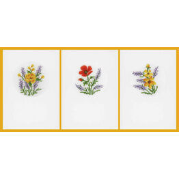 Flowers & Lavender Cross Stitch Card Kits Set of 3