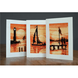 Sunset Cross Stitch Card Kits Set of 3