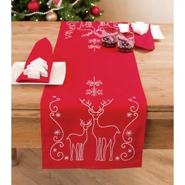 Deer &amp; Snow Crystals Table Runner Embroidery Kit