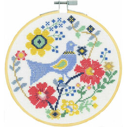 A Bird In Flowers Cross Stitch Hoop Kit