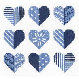 Blue Hearts Cross Stitch Kit