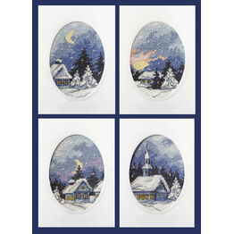 Moonlight Christmas Cards Cross Stitch Kits (Set of 4)