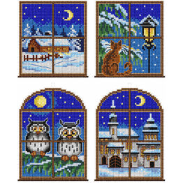 Night Time Window Cross Stitch Ornaments Kit