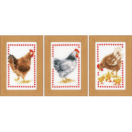 Chickens Miniatures Cross Stitch Kit (Set of 3)