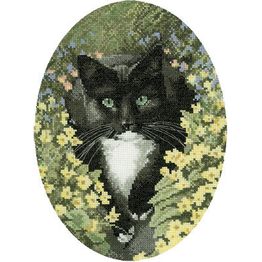 Black And White Cat Cross Stitch Kit