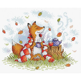 Autumn Tea Fox Cross Stitch Kit