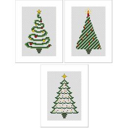 Festive Trees Cross Stitch Christmas Card Kits - Set of 3