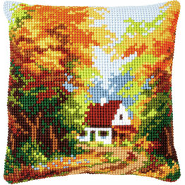 Forest House Chunky Cross Stitch Cushion Panel Kit