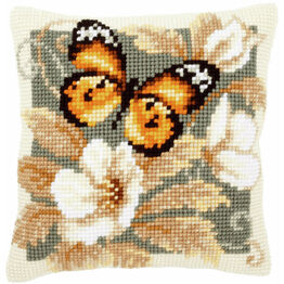 Black & Orange Butterfly Chunky Cross Stitch Cushion Panel Kit