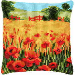 Poppies Landscape Chunky Cross Stitch Cushion Panel Kit