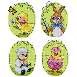 Easter Eggs Cross Stitch Ornaments Kit (Set of 4)