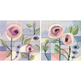 Set Of 2 - Rose Arbour & Rose Trellis Long Stitch Kits