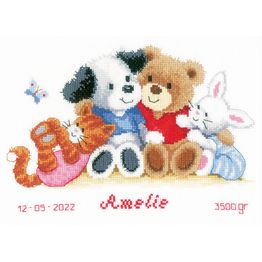 Animal Friends Birth Sampler Cross Stitch Kit