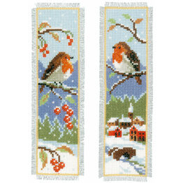 Robins - Set Of 2 Counted Cross Stitch Bookmark Kits