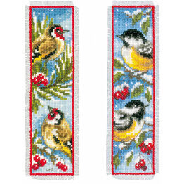 Birds In Winter - Set Of 2 Counted Cross Stitch Bookmark Kits