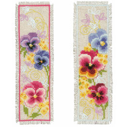 Violets - Set Of 2 Counted Cross Stitch Bookmark Kits