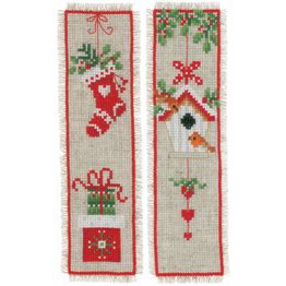 Christmas Motif - Set Of 2 Counted Cross Stitch Bookmark Kits