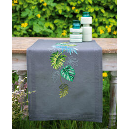 Botanical Leaves Embroidery Table Runner Kit