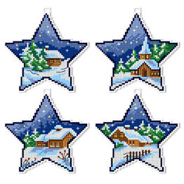 Winter Stars Ornaments Cross Stitch Kit - Set of 4