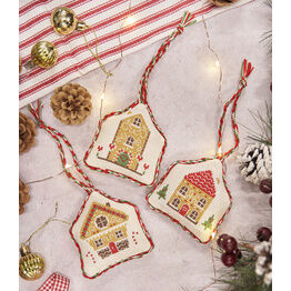 Houses Christmas Decorations Cross Stitch Beginners Kits (Set of 3)