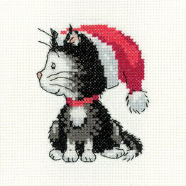 Black & White Christmas Kitten Cross Stitch Kit