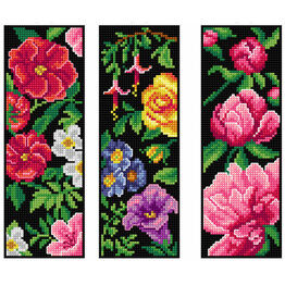 Flowers Set Of 3 Counted Cross Stitch Bookmark Kits