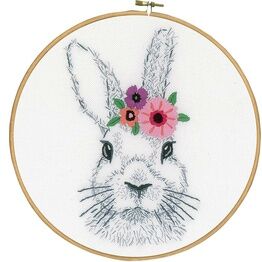Rabbit With Flowers Embroidery Kit