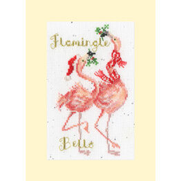 Flamingle Bells Cross Stitch Christmas Card Kit