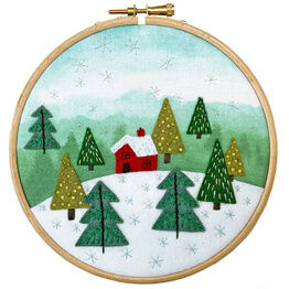 Cottage In The Woods Felt Embroidery Hoop Kit