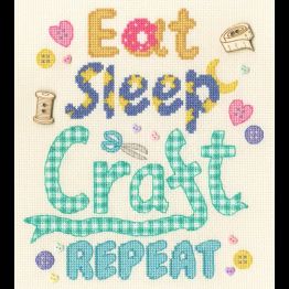 Eat, Sleep, Craft, Repeat Cross Stitch Kit