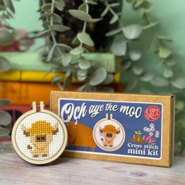 Och aye the moo (Highland Cow) Matchstick Mini Cross Stitch Kit