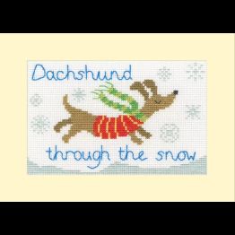 Dachshund Through The Snow Cross Stitch Card Kit