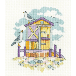 Yellow Beach Hut cross stitch kit