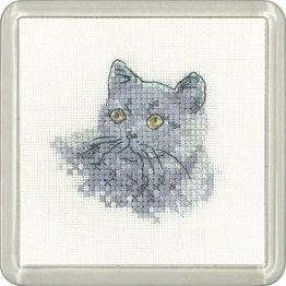 Little Friends British Blue Coaster Cross Stitch Kit