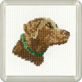 Little Friends Chocolate Labrador Coaster Cross Stitch Kit