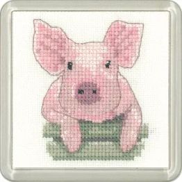 Little Friends Pig Coaster Cross Stitch Kit