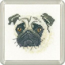Little Friends Pug Coaster Cross Stitch Kit